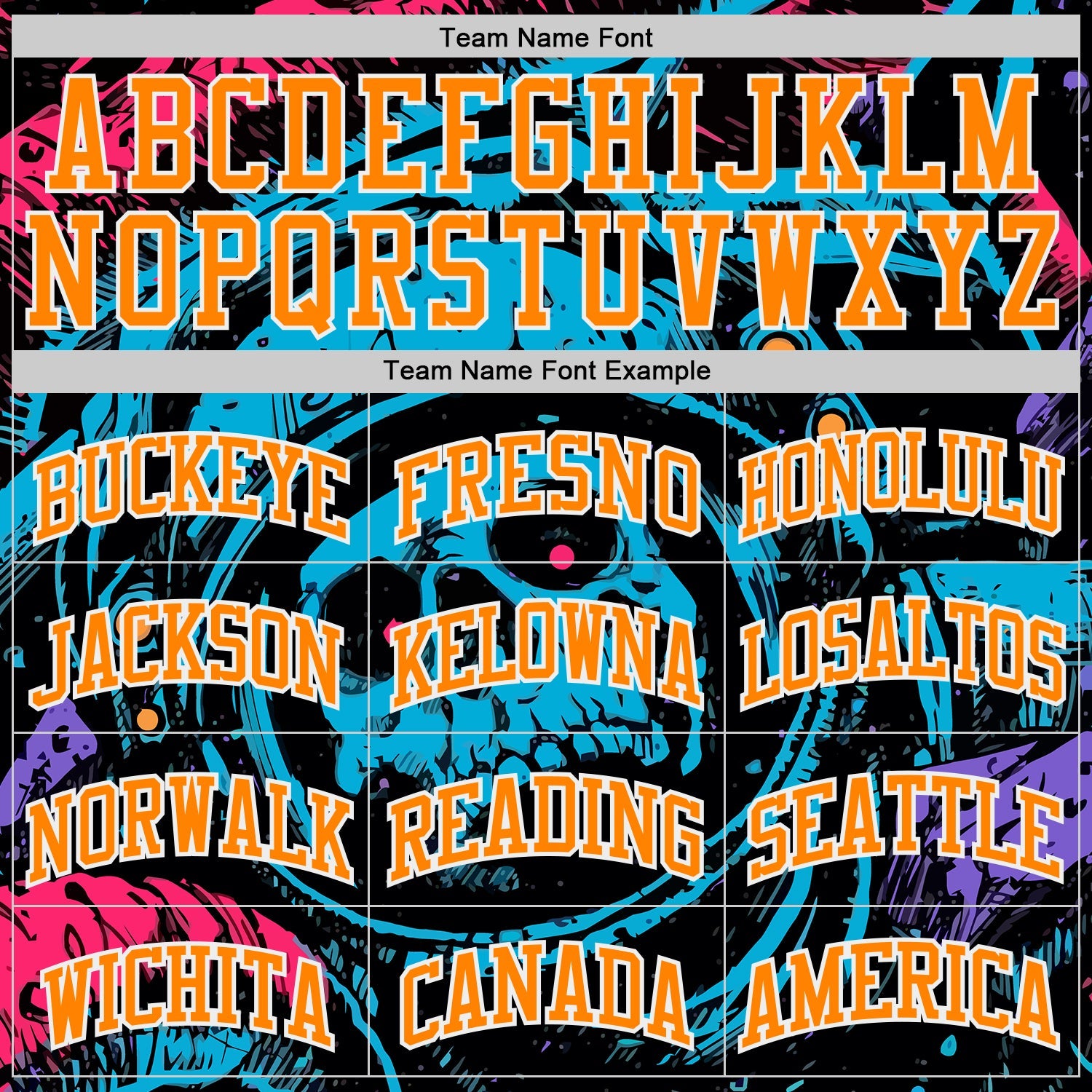 Custom Black Bay Orange Blue Pink-White Cyberpunk Skulls Round Neck Sublimation Basketball Uniform Jersey view 3