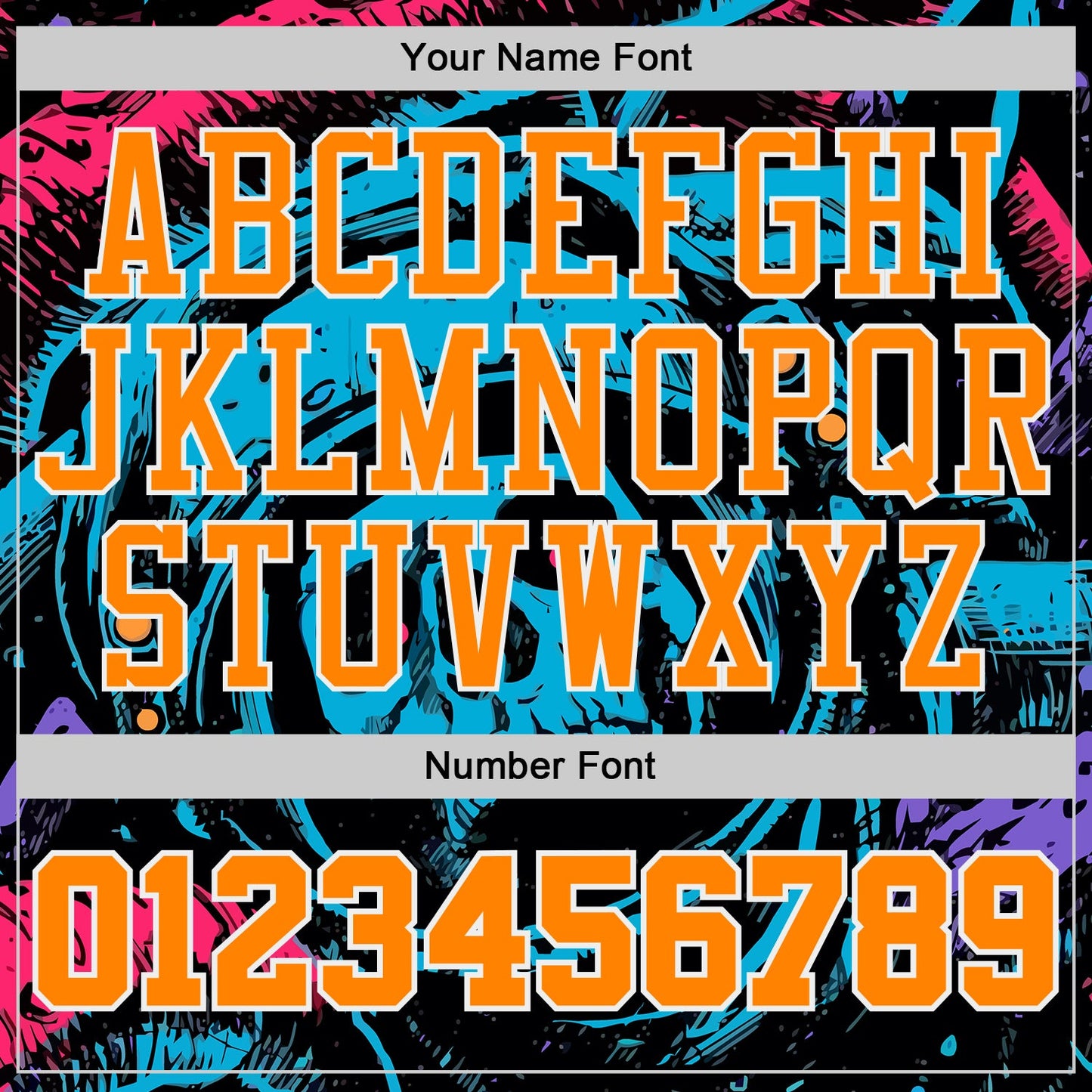 Custom Black Bay Orange Blue Pink-White Cyberpunk Skulls Round Neck Sublimation Basketball Uniform Jersey view 4