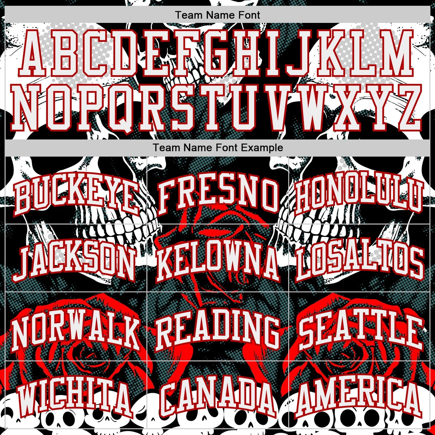 Custom Black White-Red Gothic Skulls And Roses Round Neck Sublimation Basketball Uniform Jersey view 3