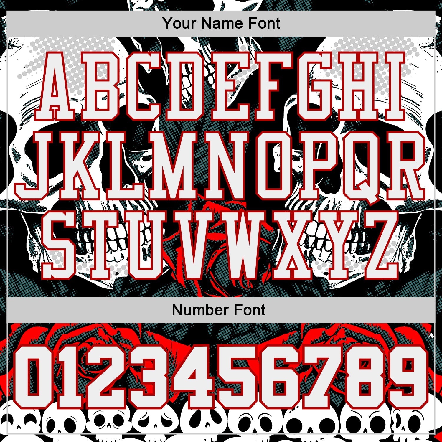Custom Black White-Red Gothic Skulls And Roses Round Neck Sublimation Basketball Uniform Jersey view 4