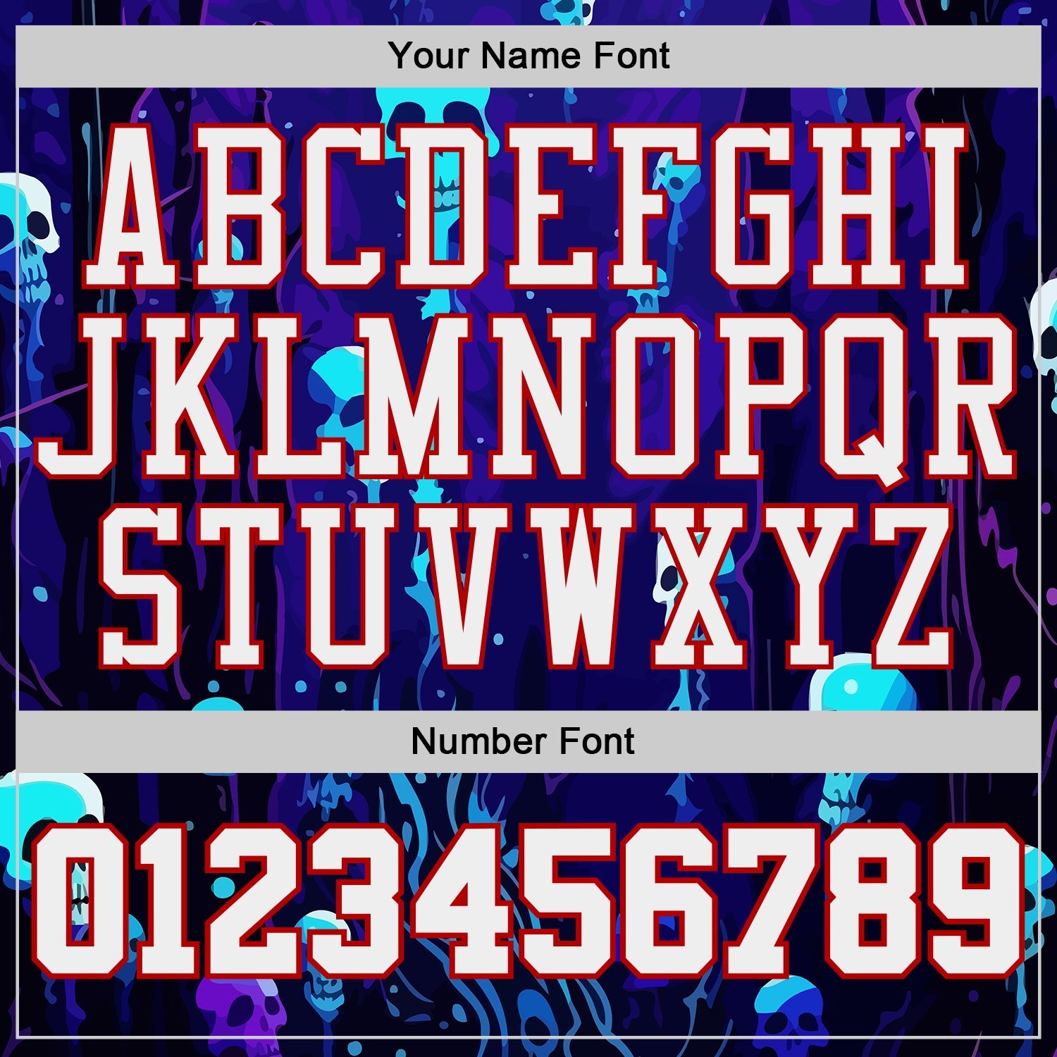 Custom Blue White-Red Cyber Gothic Skulls Round Neck Sublimation Basketball Uniform Jersey view 4