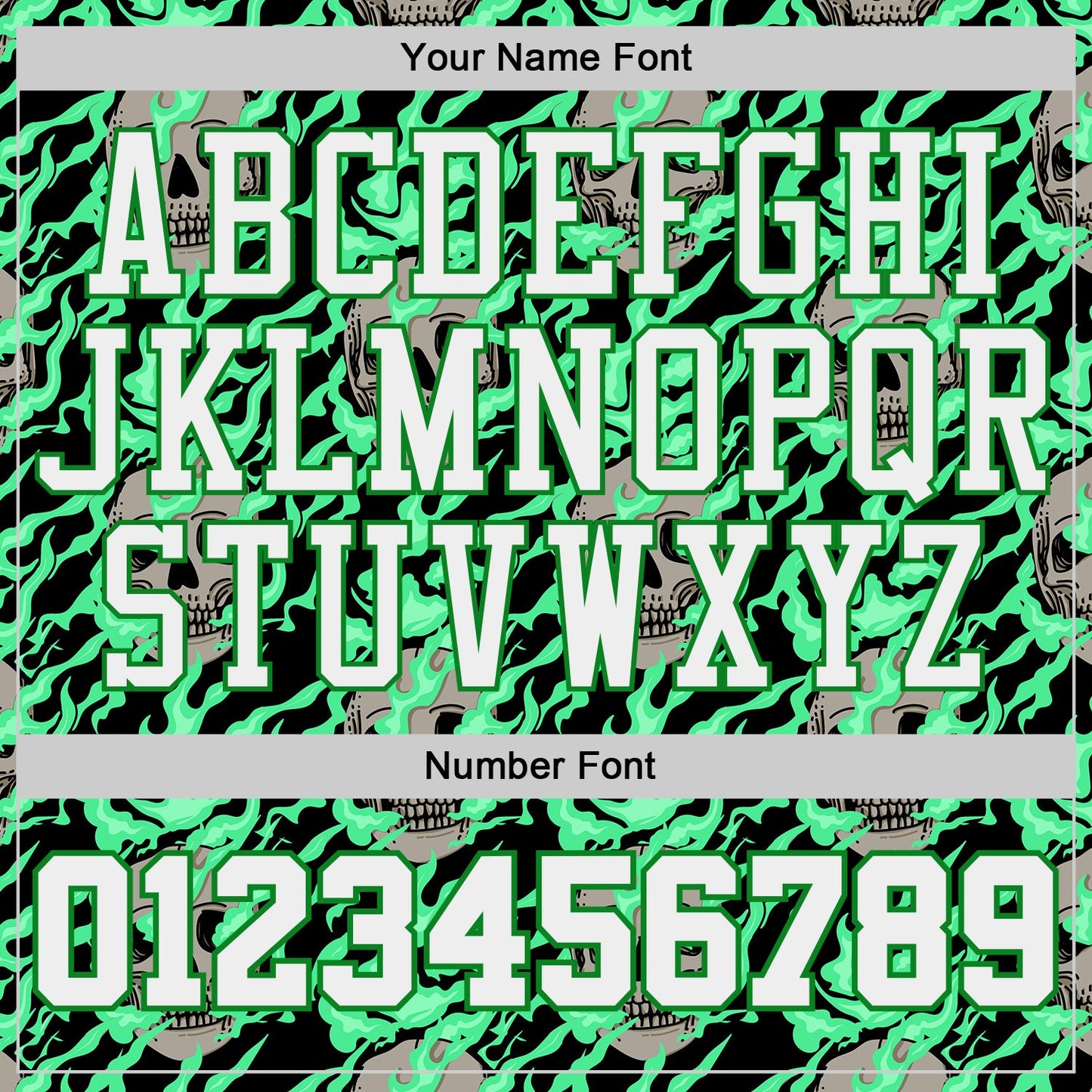 Custom Black White-Grass Green Fire Skulls Round Neck Sublimation Basketball Uniform Jersey view 4