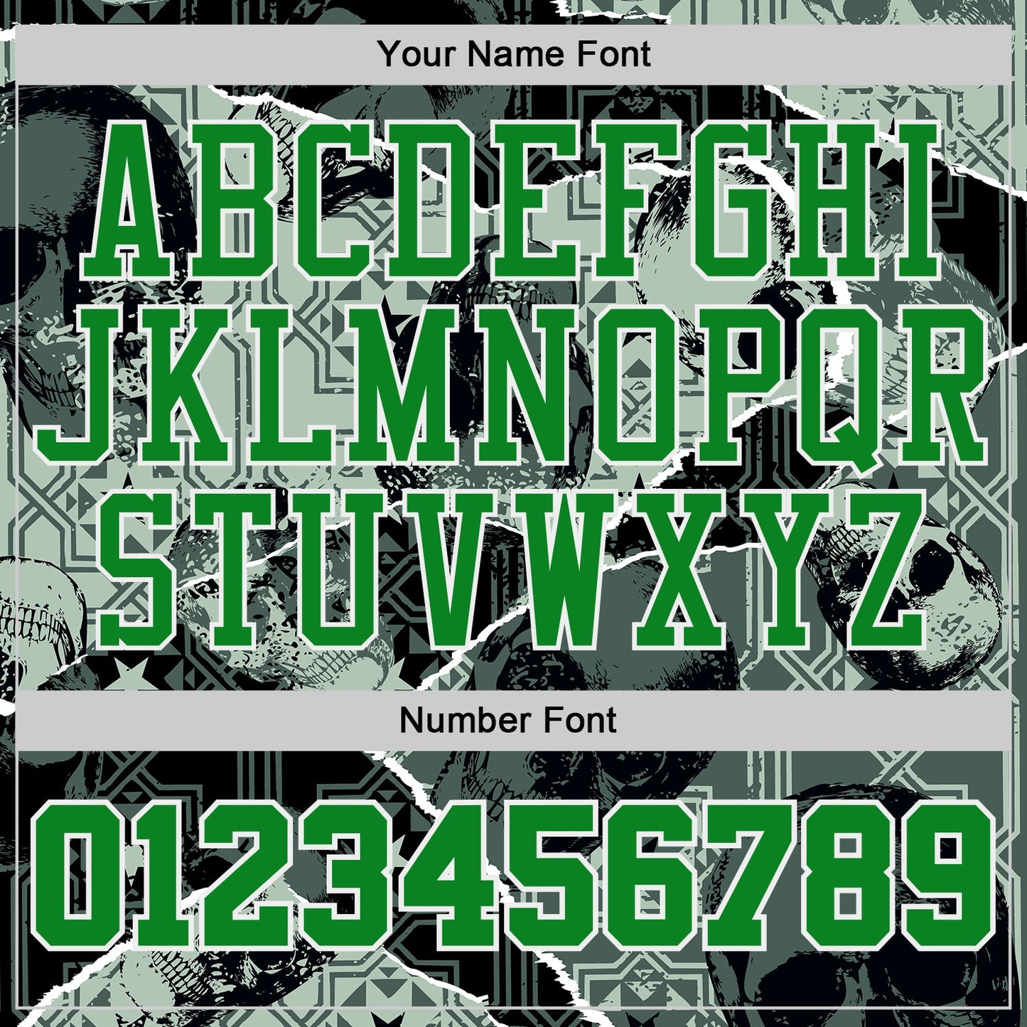 Custom Black Grass Green-White Gothic Skulls Round Neck Sublimation Basketball Uniform Jersey view 4