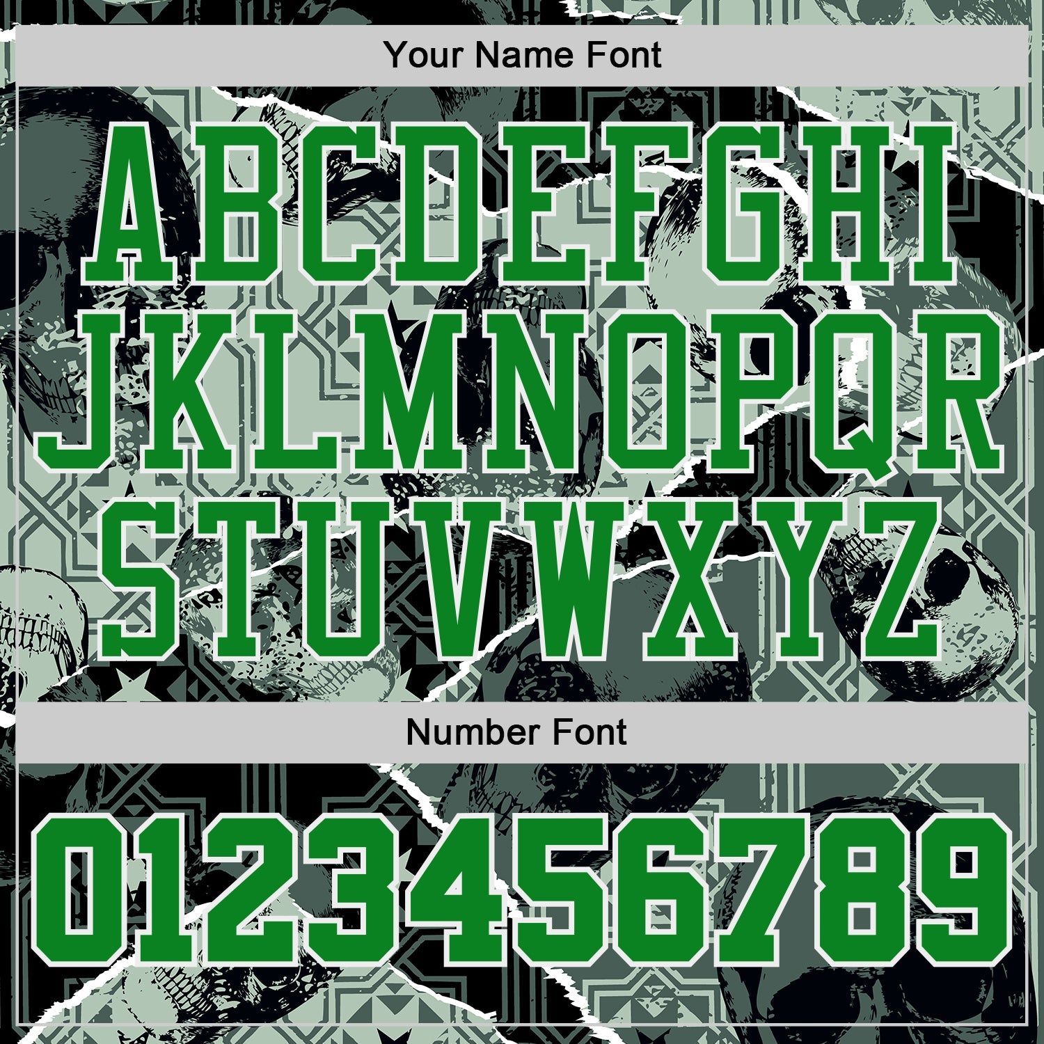 Custom Black Grass Green-White Gothic Skulls Round Neck Sublimation Basketball Uniform Jersey view 4
