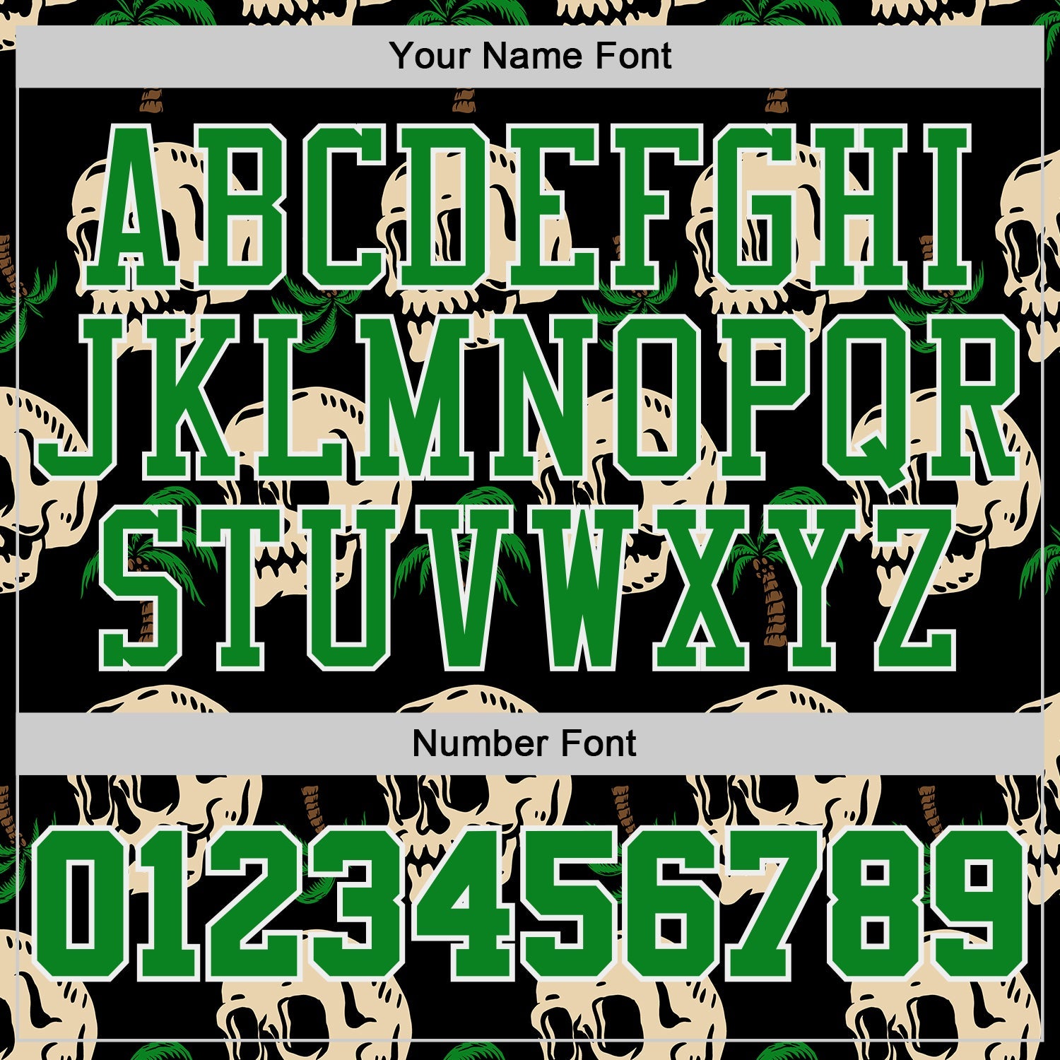 Custom Black Grass Green-White Tropical Skulls Round Neck Sublimation Basketball Uniform Jersey view 4