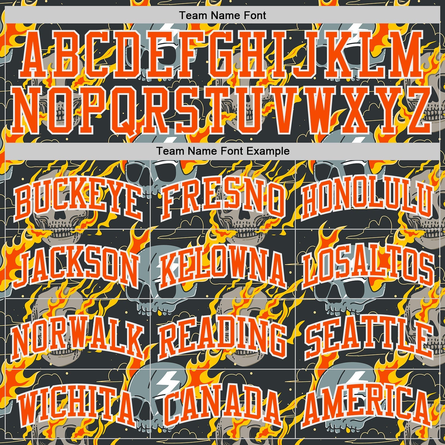 Custom Gray Orange-White Fire Skulls Round Neck Sublimation Basketball Uniform Jersey view 3