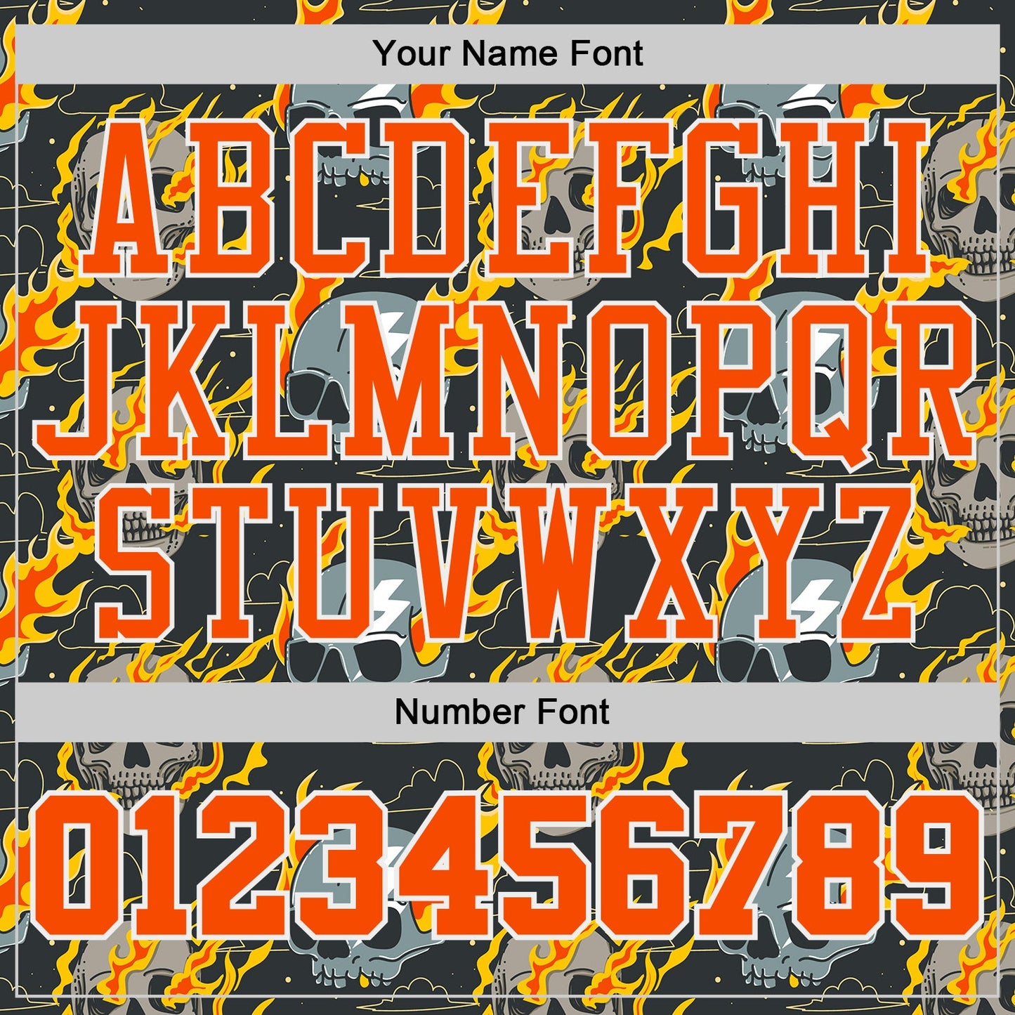 Custom Gray Orange-White Fire Skulls Round Neck Sublimation Basketball Uniform Jersey view 4