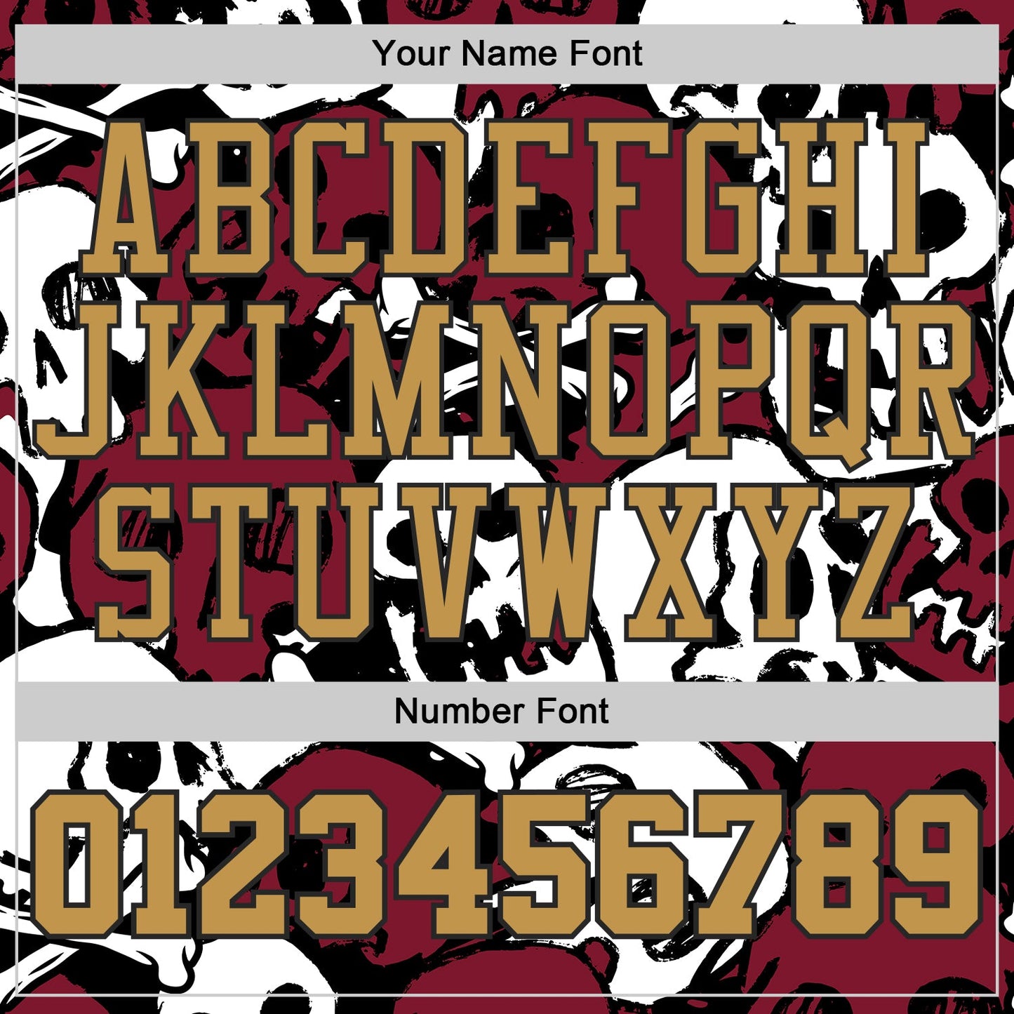Custom Black-Old Gold Gothic Skulls Round Neck Sublimation Basketball Uniform Jersey view 4