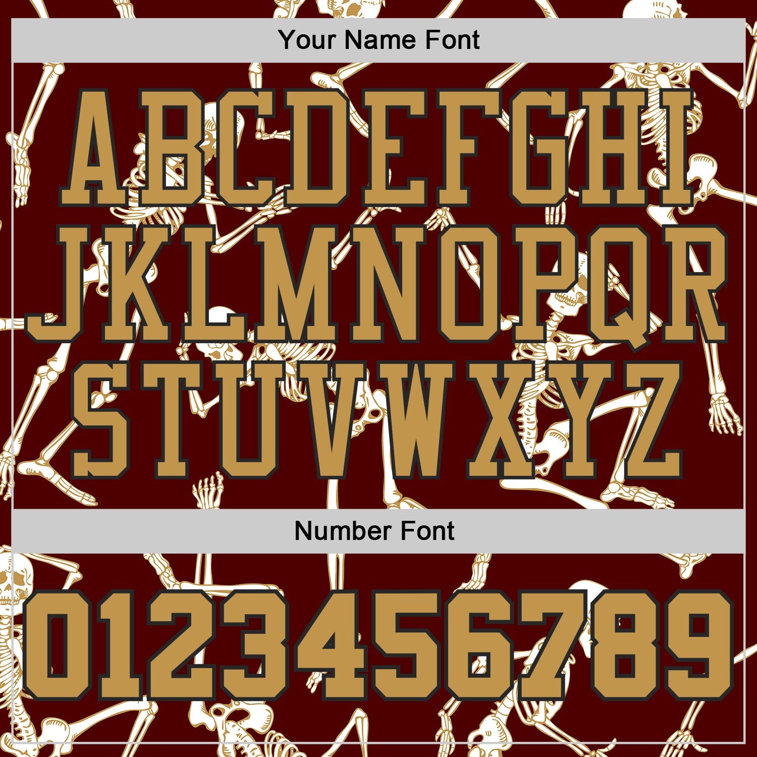 Custom Red Old Gold-Black Gothic Grunge Skeleton Round Neck Sublimation Basketball Uniform Jersey view 4