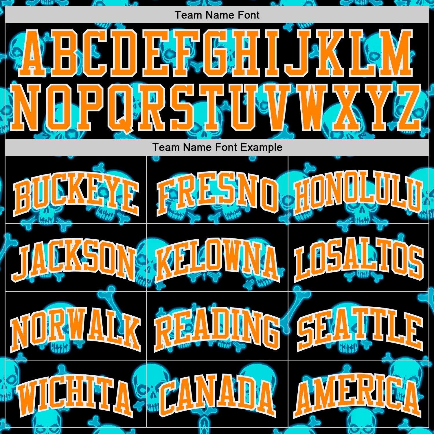 Custom Black Bay Orange-White Neon Skulls Round Neck Sublimation Basketball Uniform Jersey view 3