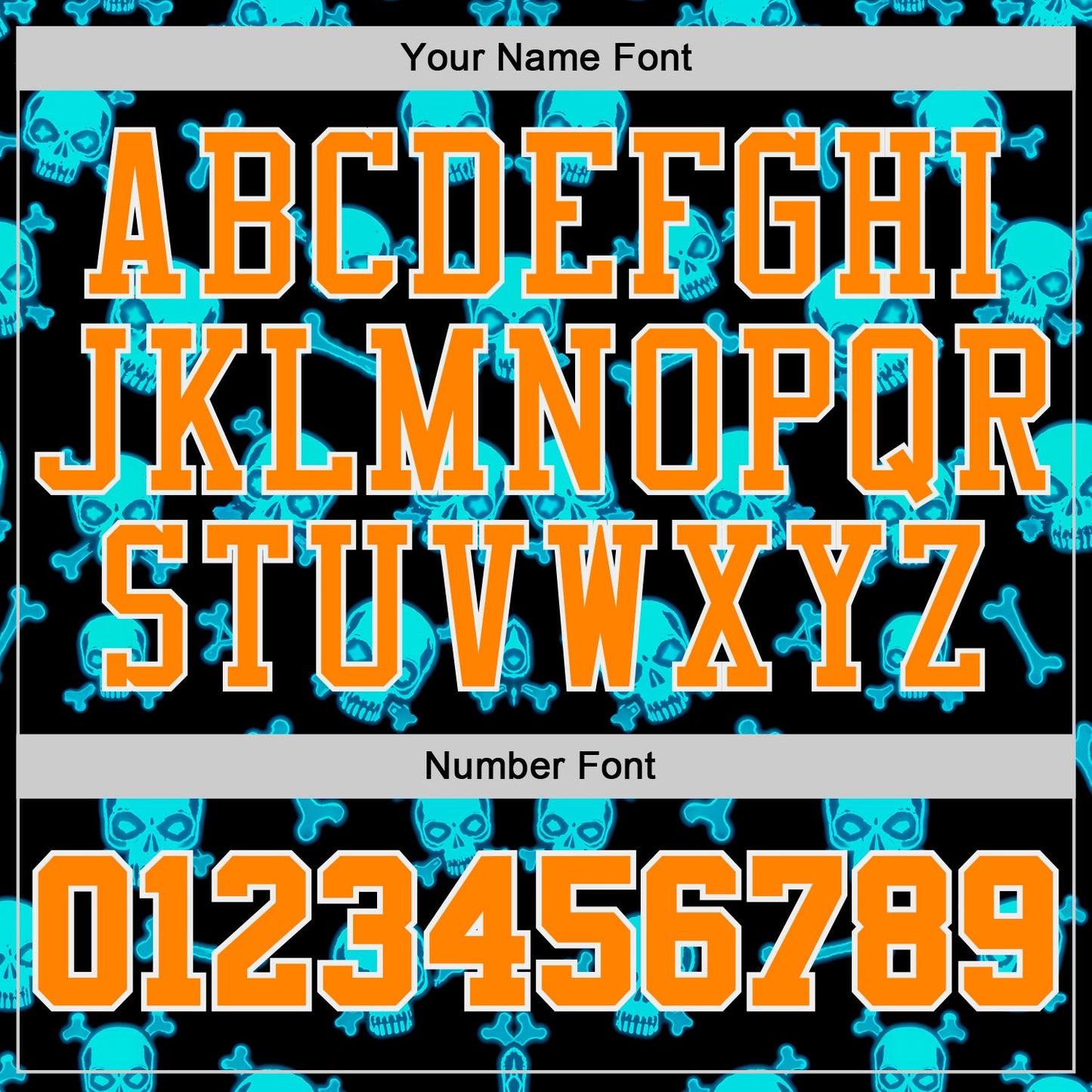 Custom Black Bay Orange-White Neon Skulls Round Neck Sublimation Basketball Uniform Jersey view 4