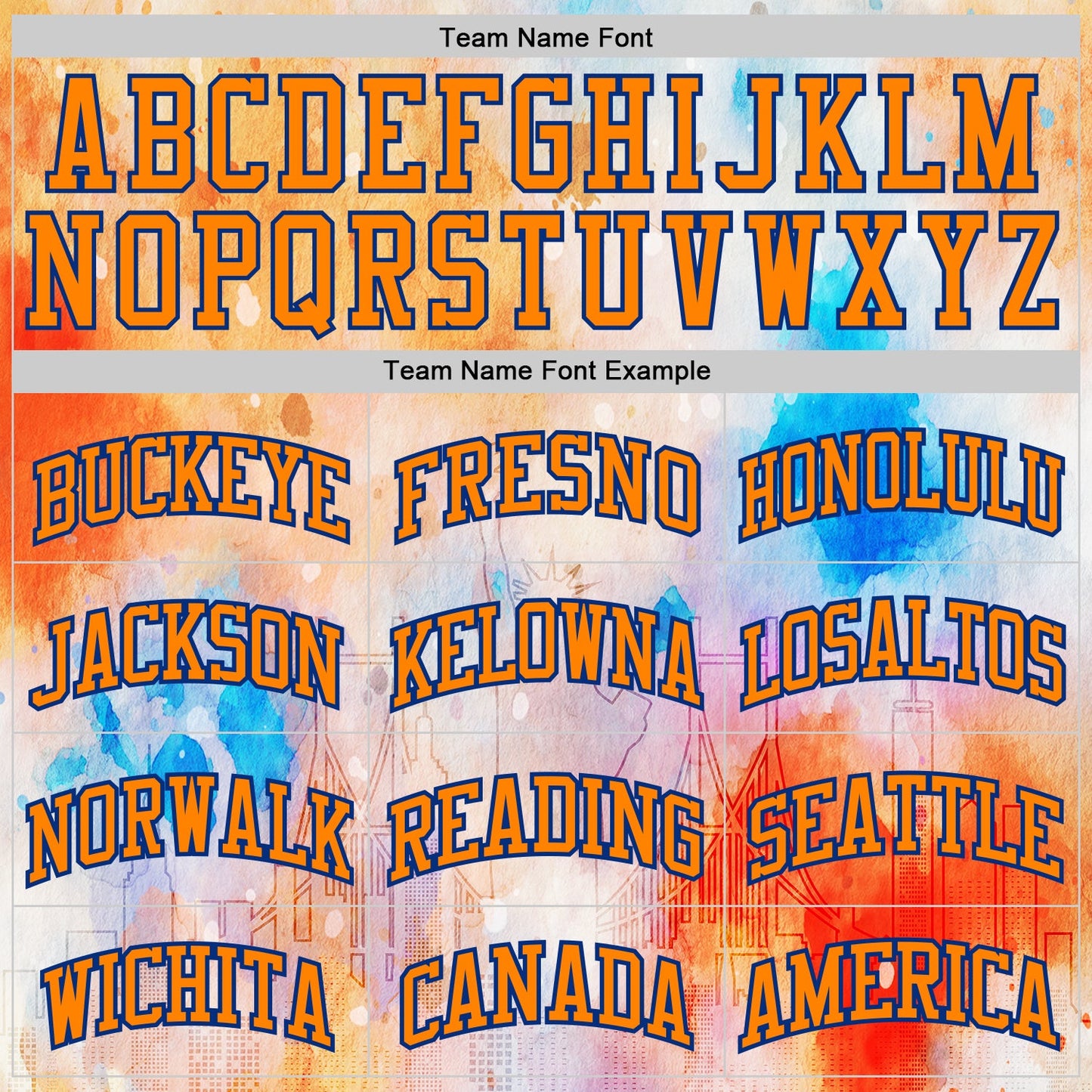 Custom White Bay Orange-Royal New York Splash Watercolor Round Neck Sublimation Basketball Uniform Jersey view 3