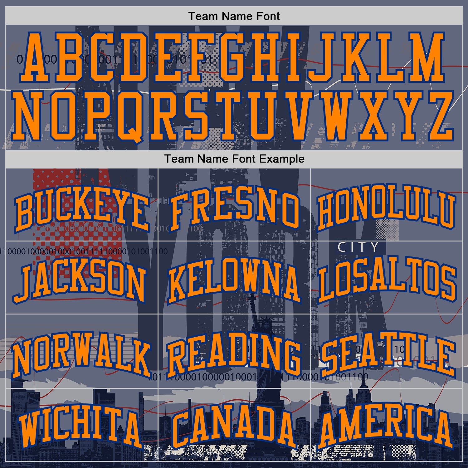 Custom Navy Bay Orange Royal-White New York Statue Of Liberty Round Neck Sublimation Basketball Uniform Jersey view 3