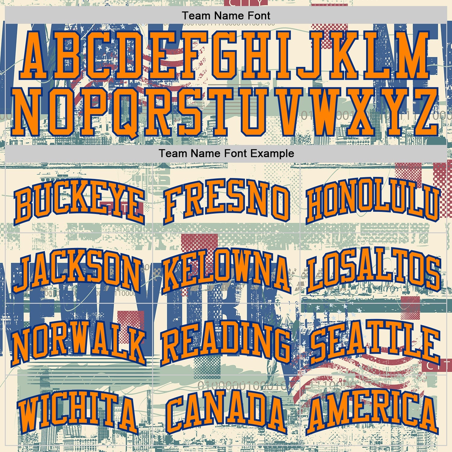 Custom Cream Bay Orange-Royal New York Vintage USA Flag Round Neck Sublimation Basketball Uniform Jersey view 3