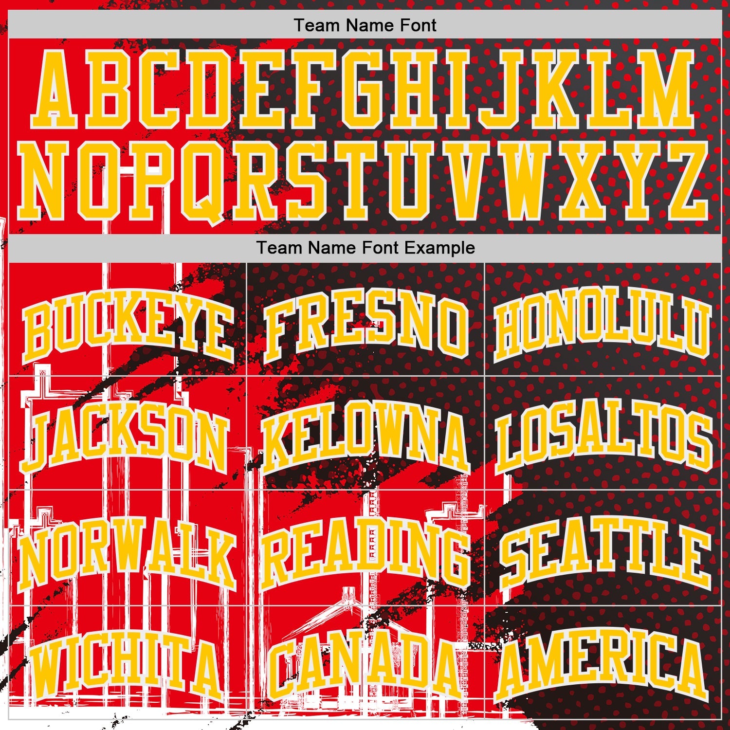 Custom Red Yellow Black-White Atlanta Silhouette Brush Stroke Round Neck Sublimation Basketball Uniform Jersey view 3