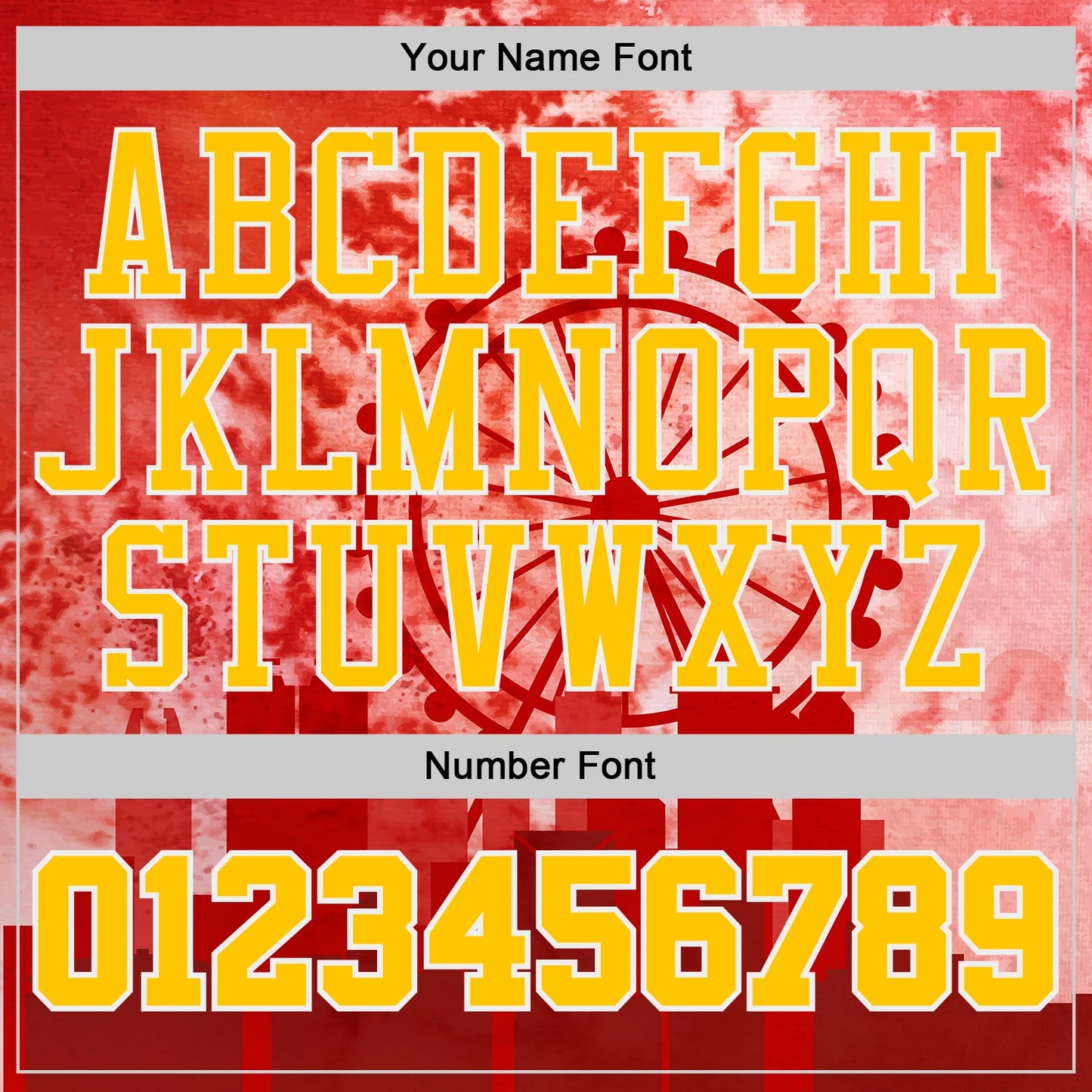 Custom Red Yellow-White Atlanta Silhouette Watercolor Round Neck Sublimation Basketball Uniform Jersey view 4