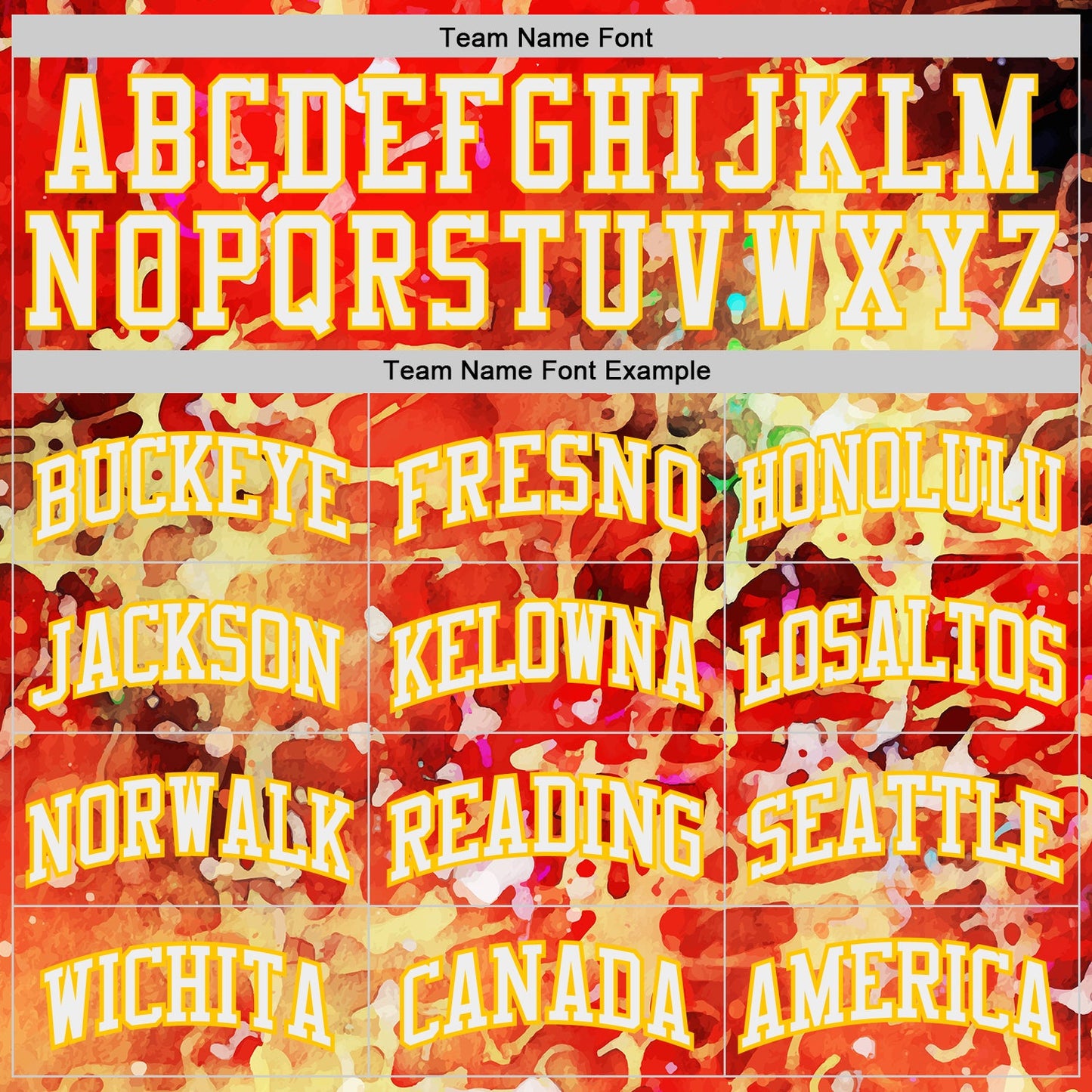 Custom Red White-Yellow Atlanta Silhouette Splatter Round Neck Sublimation Basketball Uniform Jersey view 3