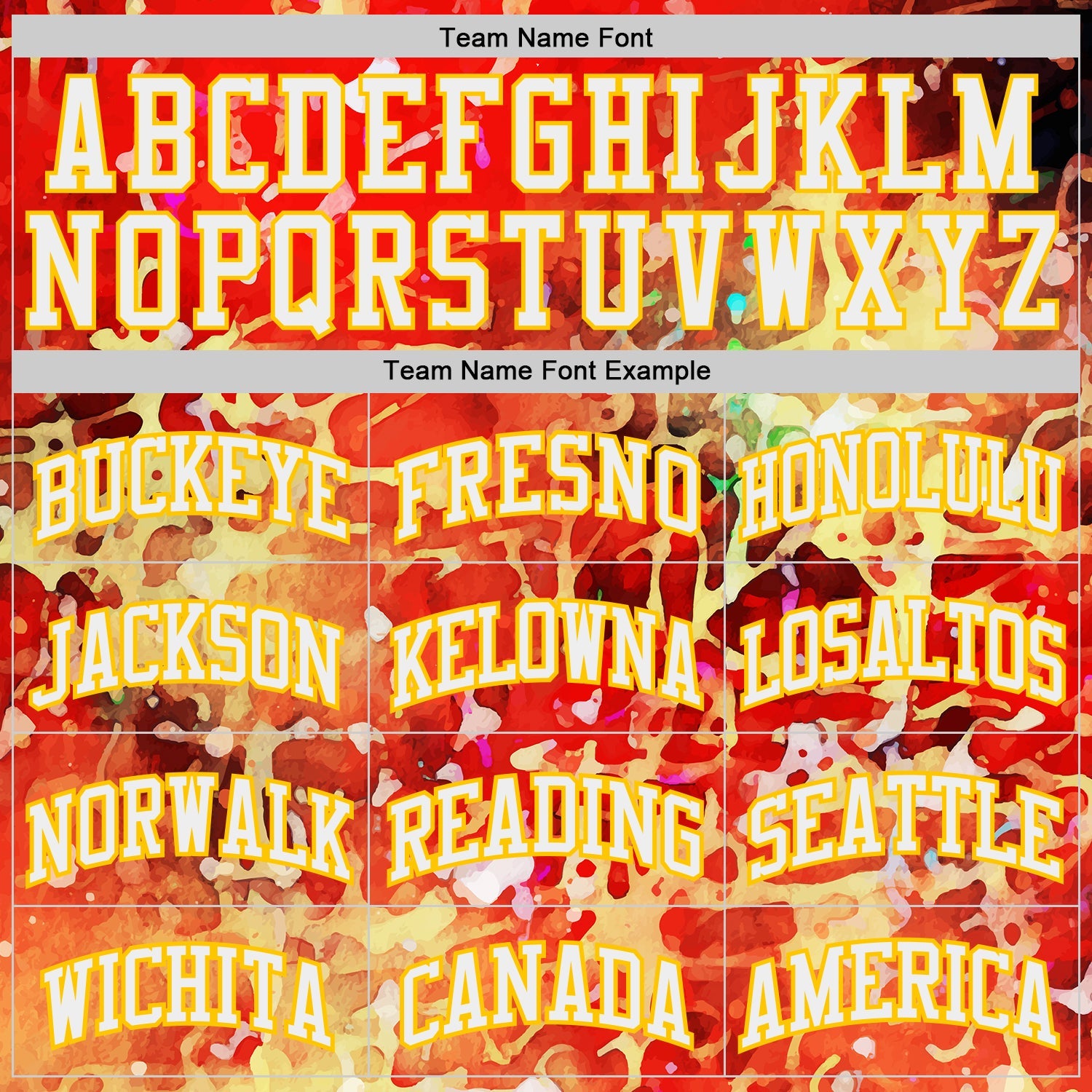 Custom Red White-Yellow Atlanta Silhouette Splatter Round Neck Sublimation Basketball Uniform Jersey view 3