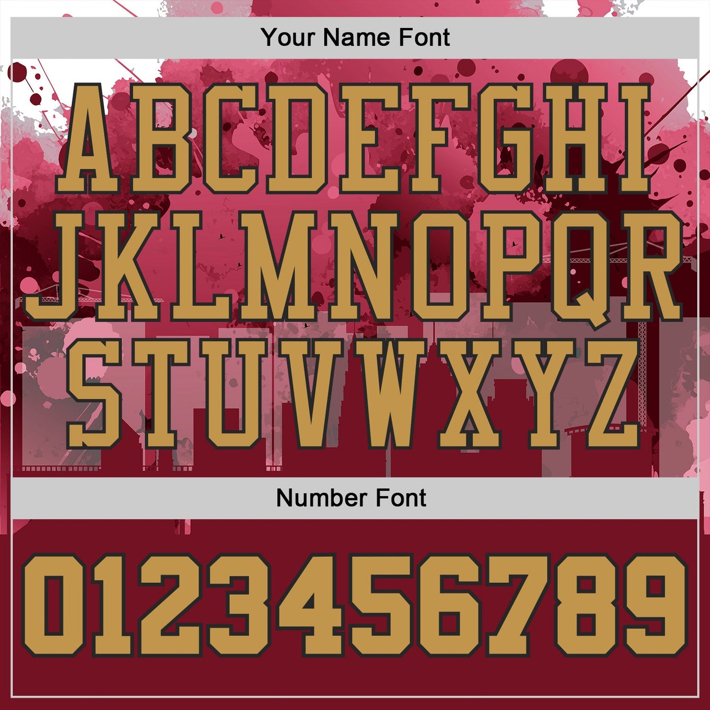 Custom Red Old Gold-Black Cleveland Silhouette Splatter Round Neck Sublimation Basketball Uniform Jersey view 4