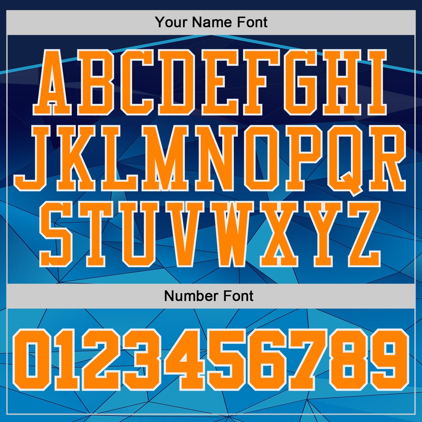 Custom Blue Bay Orange-White Diamond Shapes Geometric Gradient Round Neck Sublimation Basketball Uniform Jersey view 4