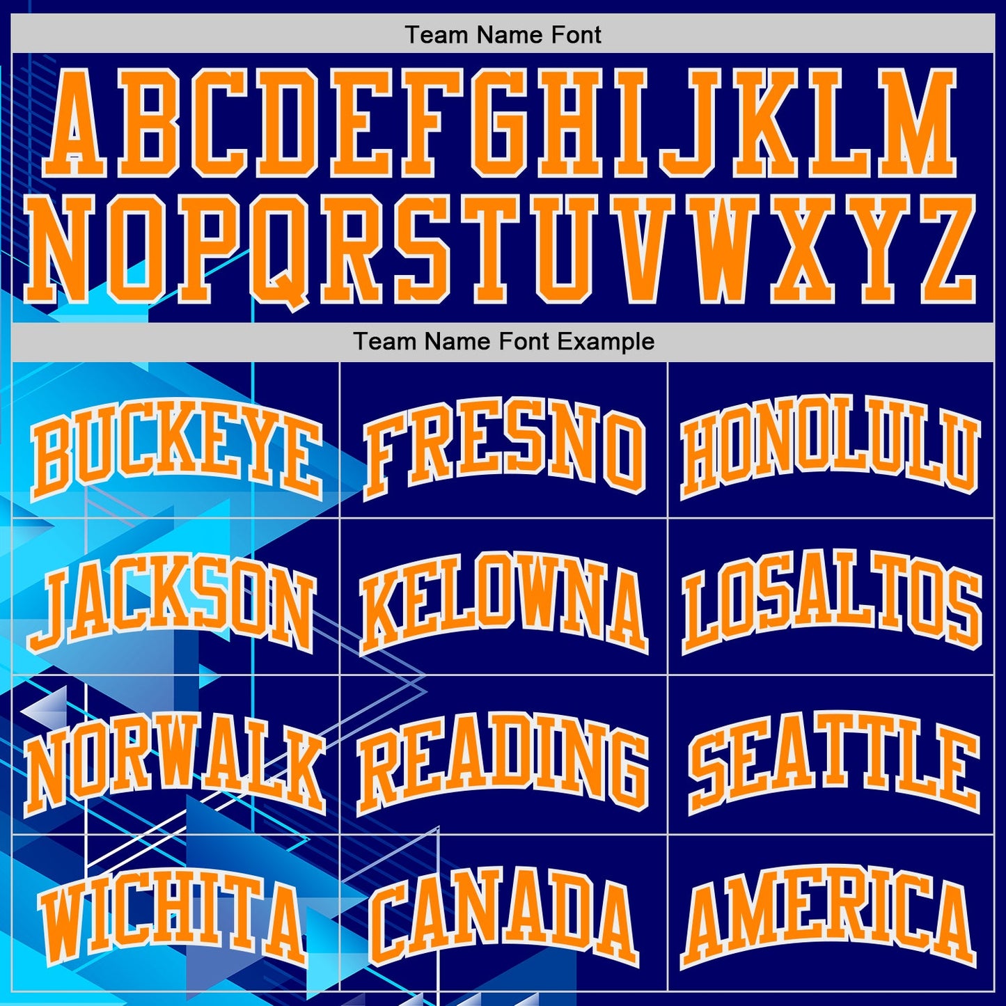 Custom Blue Bay Orange-White Geometric Tech Round Neck Sublimation Basketball Uniform Jersey view 3