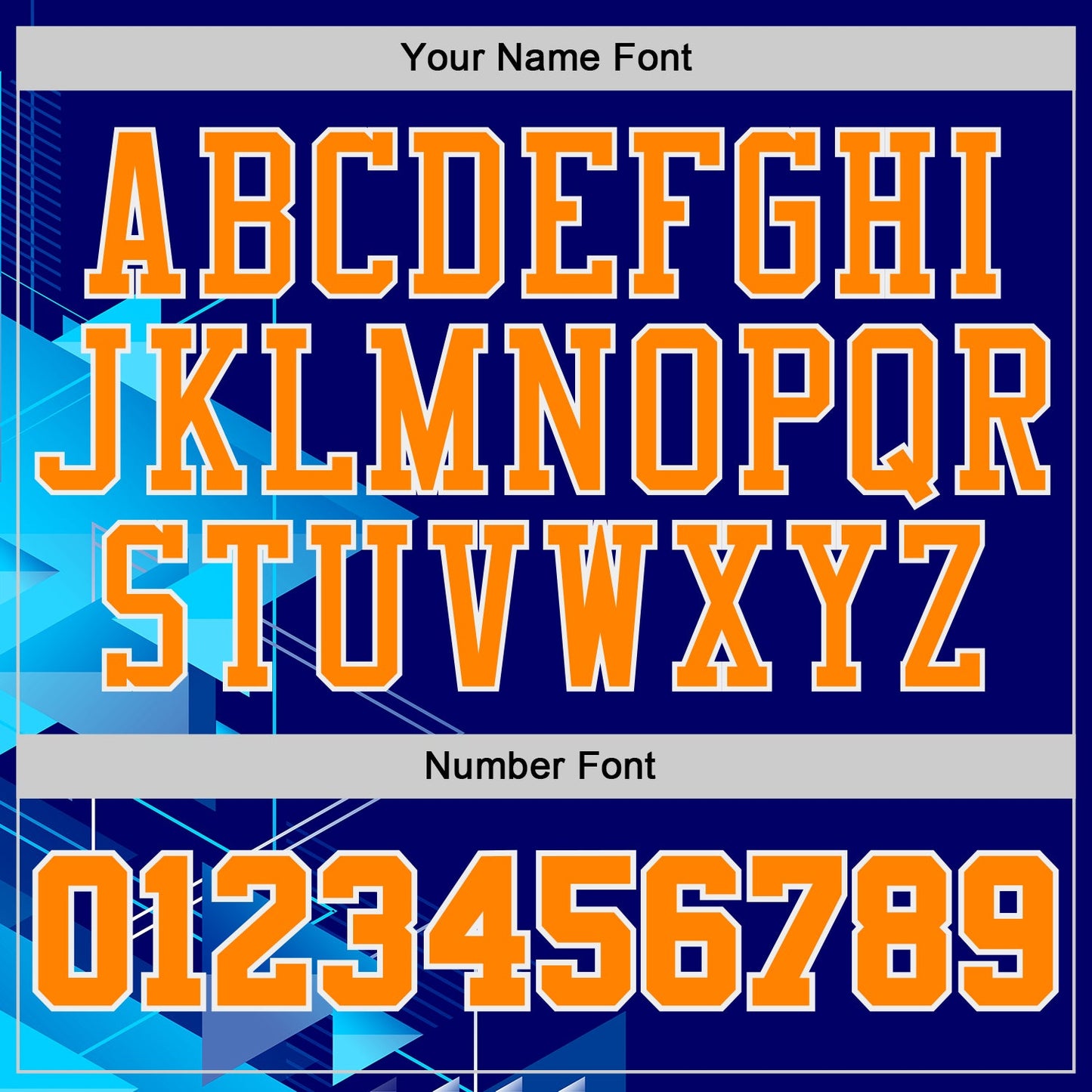 Custom Blue Bay Orange-White Geometric Tech Round Neck Sublimation Basketball Uniform Jersey view 4