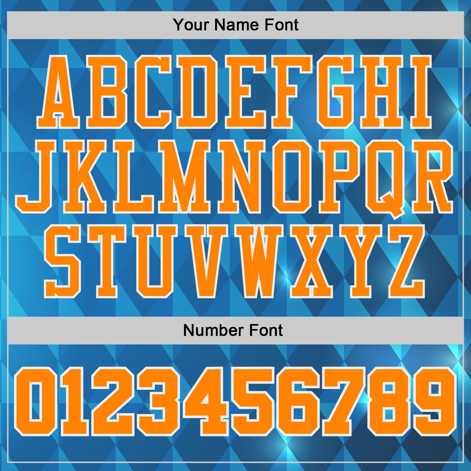 Custom Blue Bay Orange-White Diamond Shapes Geometric Round Neck Sublimation Basketball Uniform Jersey view 4
