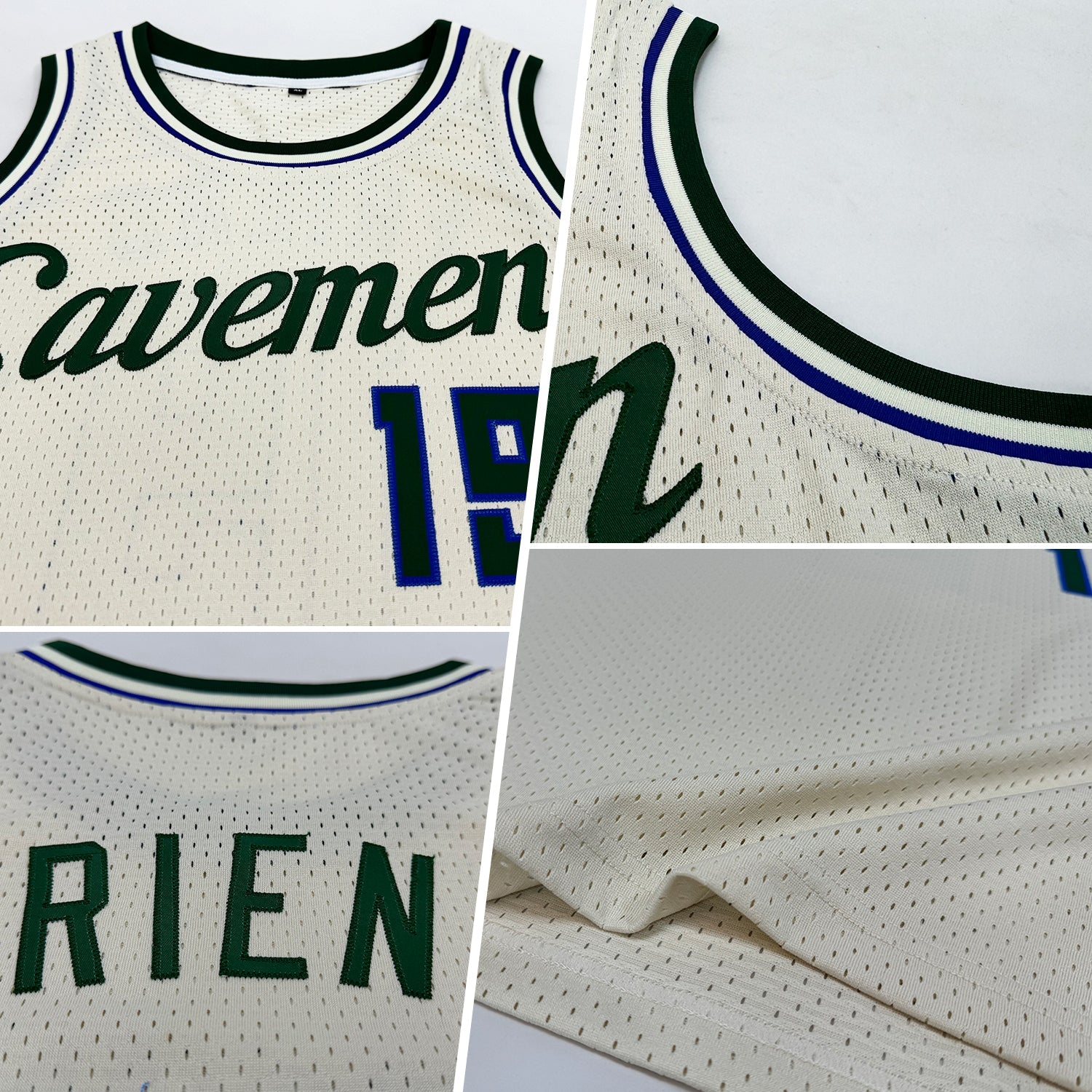 Custom Cream Hunter Green-Royal Authentic Throwback Basketball Jersey view 2