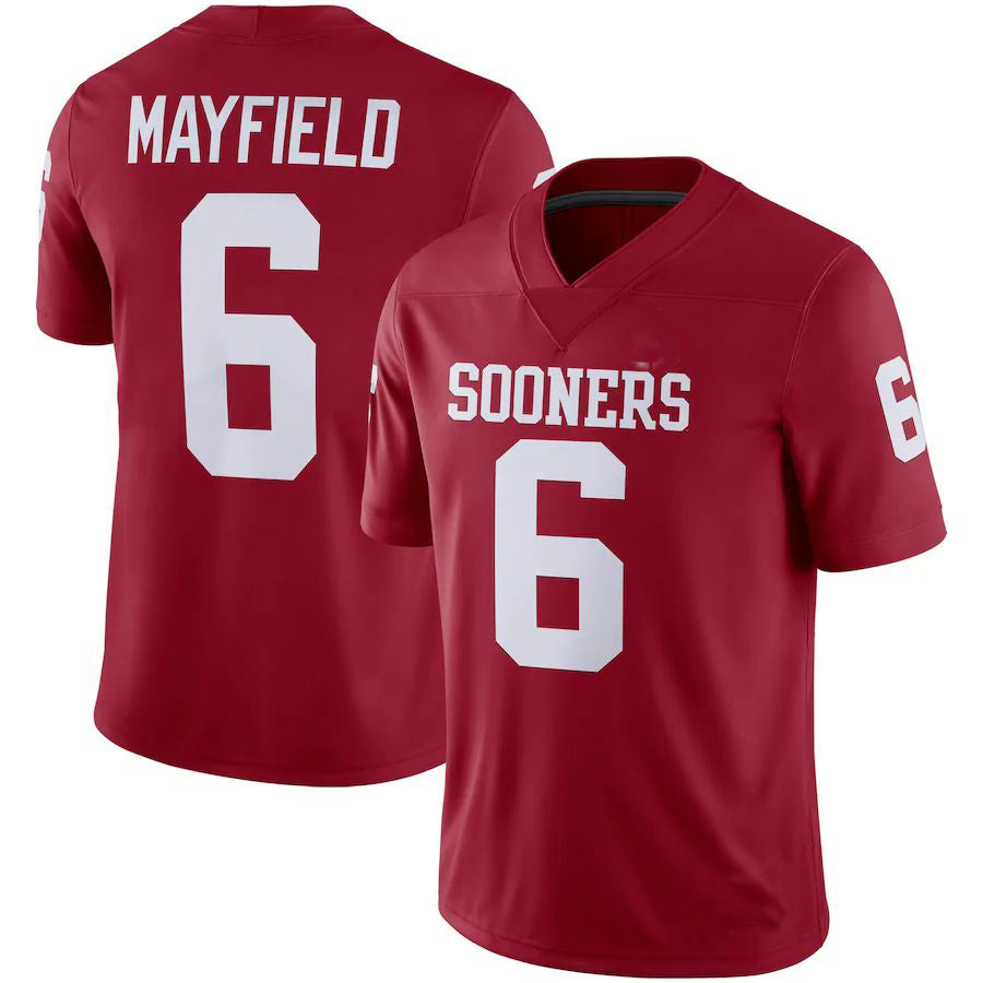 O.Sooners #6 Baker Mayfield Jordan Brand Alumni Player Game Jersey Crimson Football Jersey Stitched American College Jerseys - Main View
