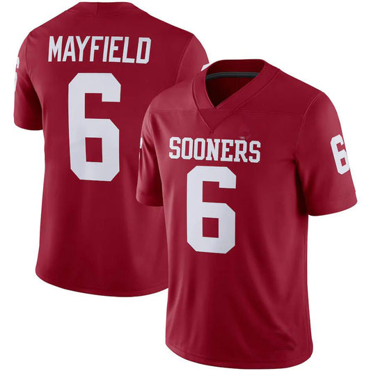O.Sooners #6 Baker Mayfield Jordan Brand Alumni Player Game Jersey Crimson Football Jersey Stitched American College Jerseys - Main View