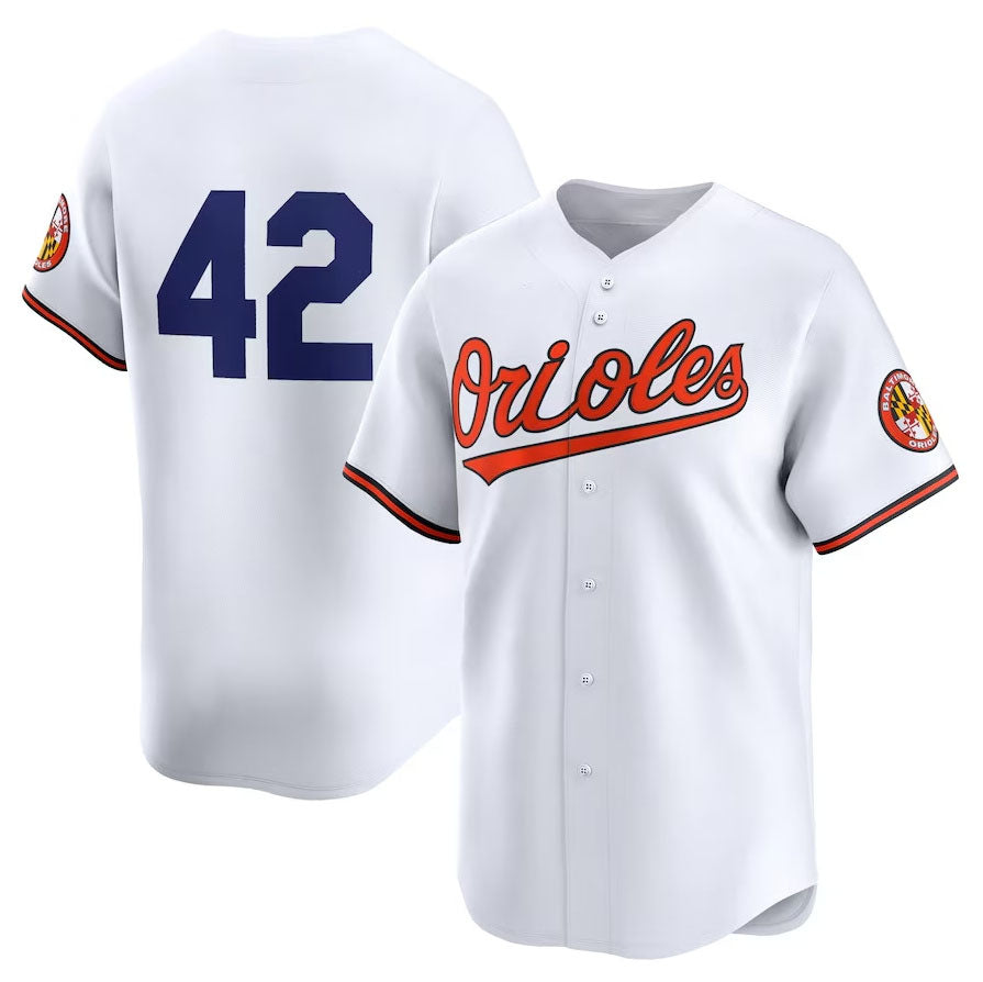 Baltimore Orioles 2024 #42 Jackie Robinson Day Home Limited Jersey – White Stitches Baseball Jerseys - Main View