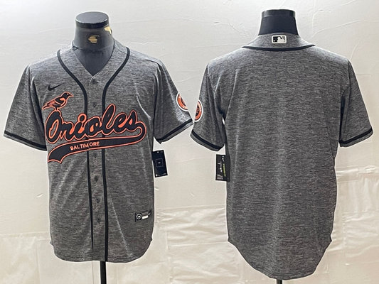 Baltimore Orioles Blank Grey Gridiron Cool Base Stitched Baseball Jersey - Main View