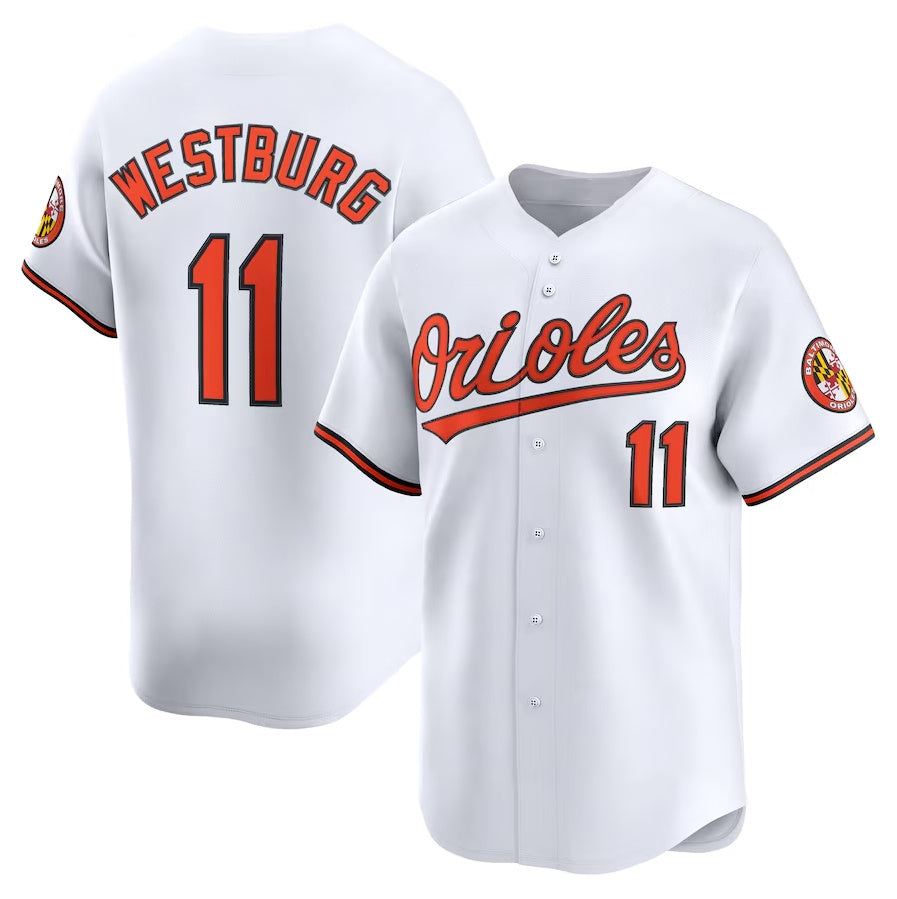Baltimore Orioles #11 Jordan Westburg Alternate Limited Player Jersey - White Stitched Baseball Jersey - Main View