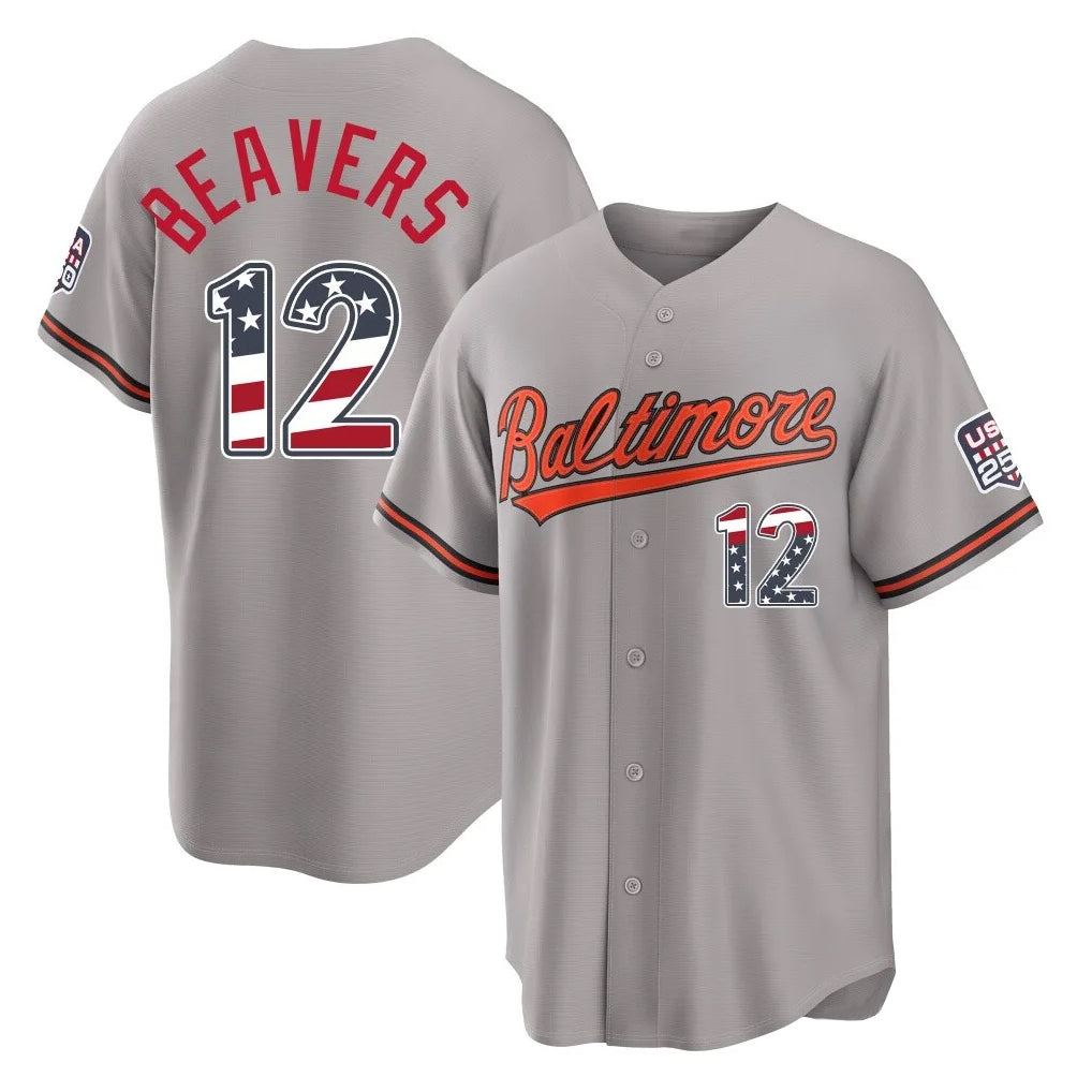 Baltimore Orioles #12 Dylan Beavers Player Gray USA 250 Fourth of July Home Game Stitched Baseball Jersey - Main View