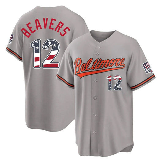 Baltimore Orioles #12 Dylan Beavers Player Gray USA 250 Fourth of July Home Game Stitched Baseball Jersey - Main View