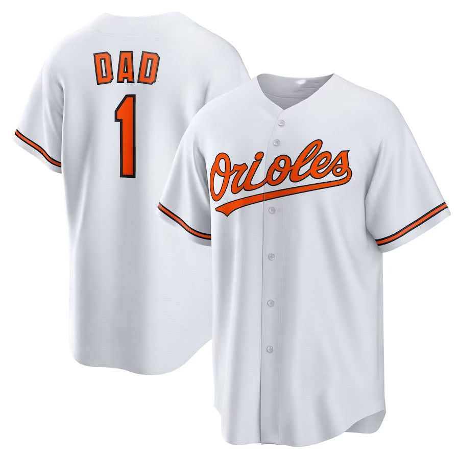 Baltimore Orioles #1 Dad Home Replica Jersey - White Stitched Baseball Jersey - Main View