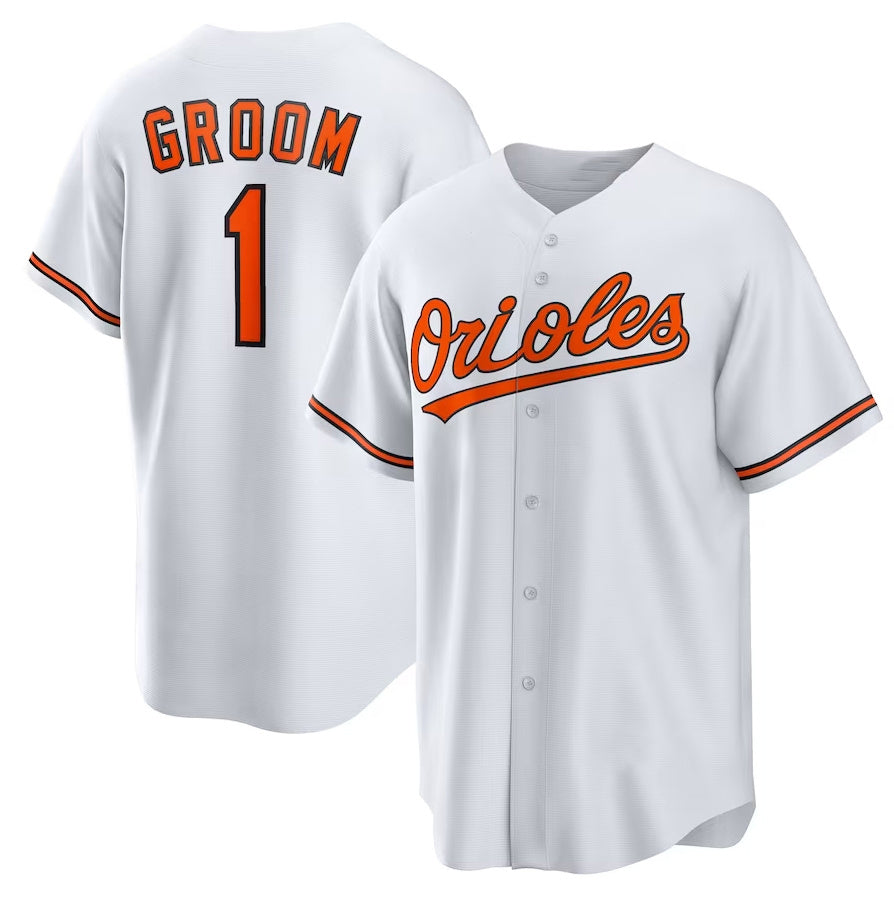 Baltimore Orioles #1 Groom Home Replica Jersey - White Stitched Baseball Jersey - Main View