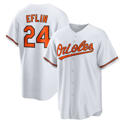 Baltimore Orioles #24 Zach Eflin Home Replica Jersey - White Stitched Baseball Jersey - Main View