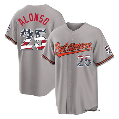 Baltimore Orioles #25 Pete Alonso Player Gray USA 250 Fourth of July Home Game Stitched Baseball Jersey - Main View