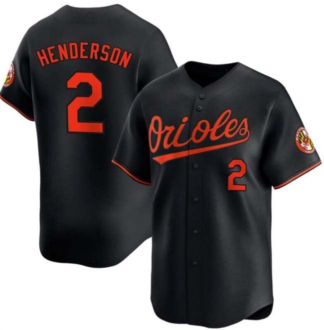 Baltimore Orioles #2 Gunnar Henderson Black Alternate Limited Stitched Baseball Jersey - Main View