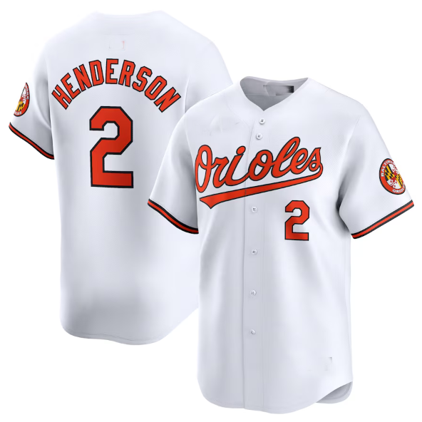 Baltimore Orioles #2 Gunnar Henderson White Home Limited Player Baseball Jersey - Main View