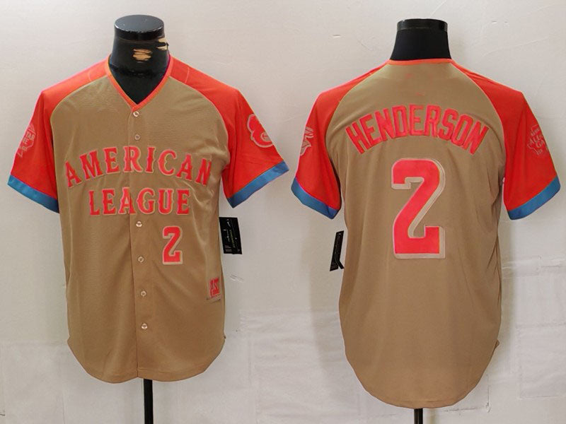 Baltimore Orioles #2 Gunnar Henderson Number Cream 2024 All Star Limited Stitched Baseball Jerseys - Main View
