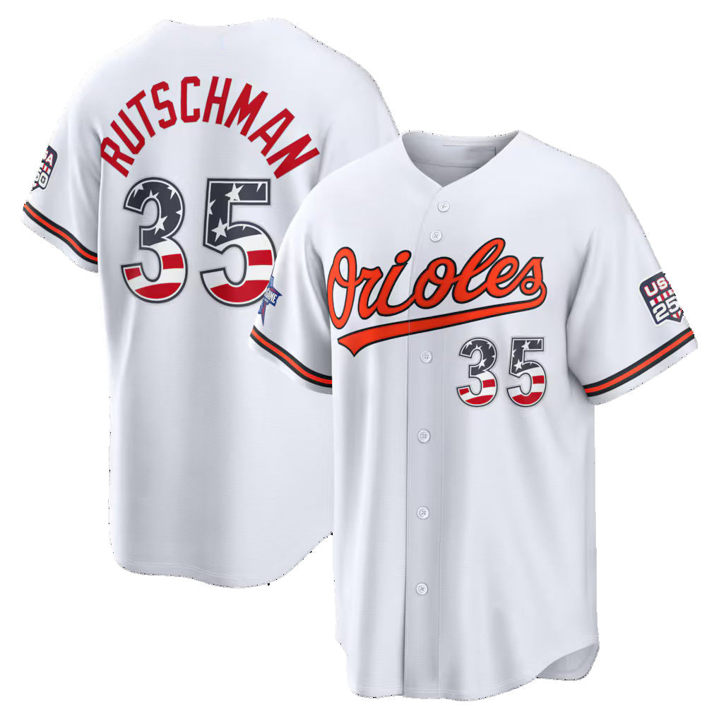 Baltimore Orioles #35 Adley Rutschman 2026 All-Star Edition Stars & Stripes White Stadium Baseball Jersey - Main View