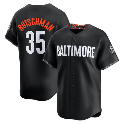 Baltimore Orioles #35 Adley Rutschman City Connect Limited Jersey - Black Stitched Baseball Jersey - Main View
