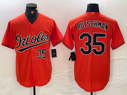 Baltimore Orioles #35 Adley Rutschman Number Orange Stitched Cool Base Baseball Jerseys - Main View
