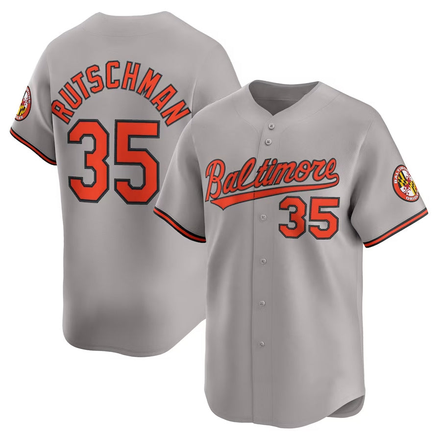 Baltimore Orioles #35 Adley Rutschman Road Limited Player Jersey - Gray Stitched Baseball Jersey - Main View
