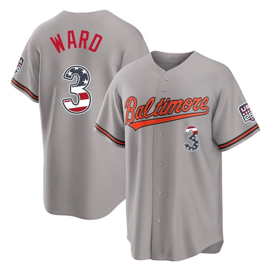 Baltimore Orioles #3 Taylor Ward Player Gray USA 250 Fourth of July Home Game Stitched Baseball Jersey - Main View