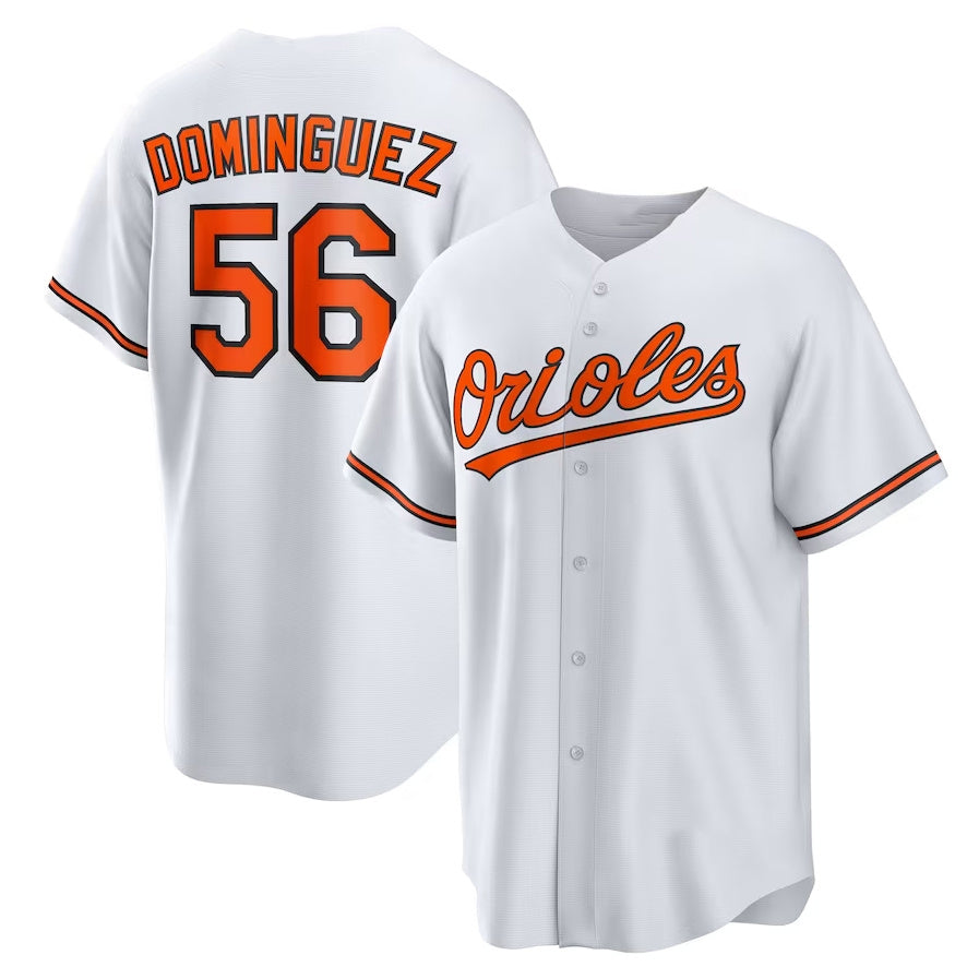 Baltimore Orioles #56 Seranthony Dominguez Home Replica Jersey - White Stitched Baseball Jersey - Main View