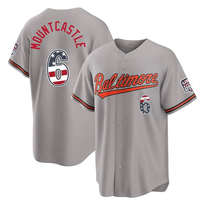 Baltimore Orioles #6 Ryan Mountcastle Player Gray USA 250 Fourth of July Home Game Stitched Baseball Jersey - Main View