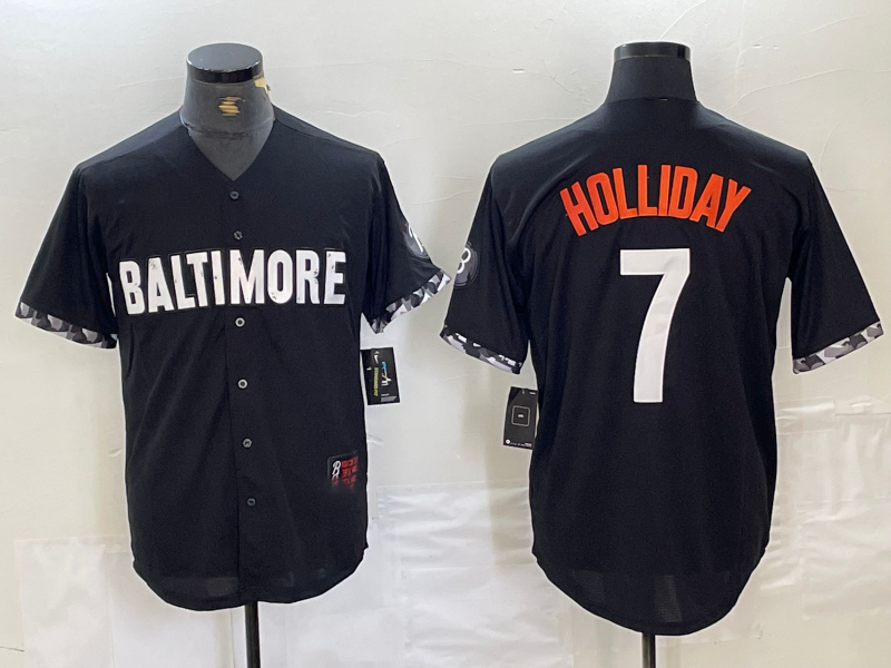 Baltimore Orioles #7 Jackson Holliday Black 2023 City Connect Cool Base Stitched Baseball Jersey - Main View